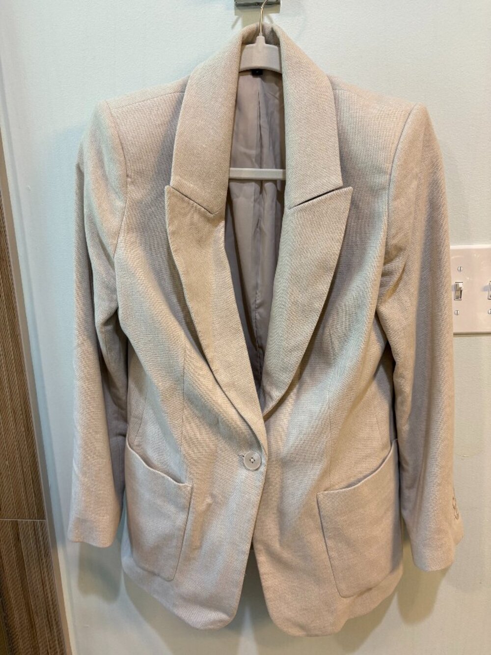 Express Ivory Textured One Button Blazer Size M